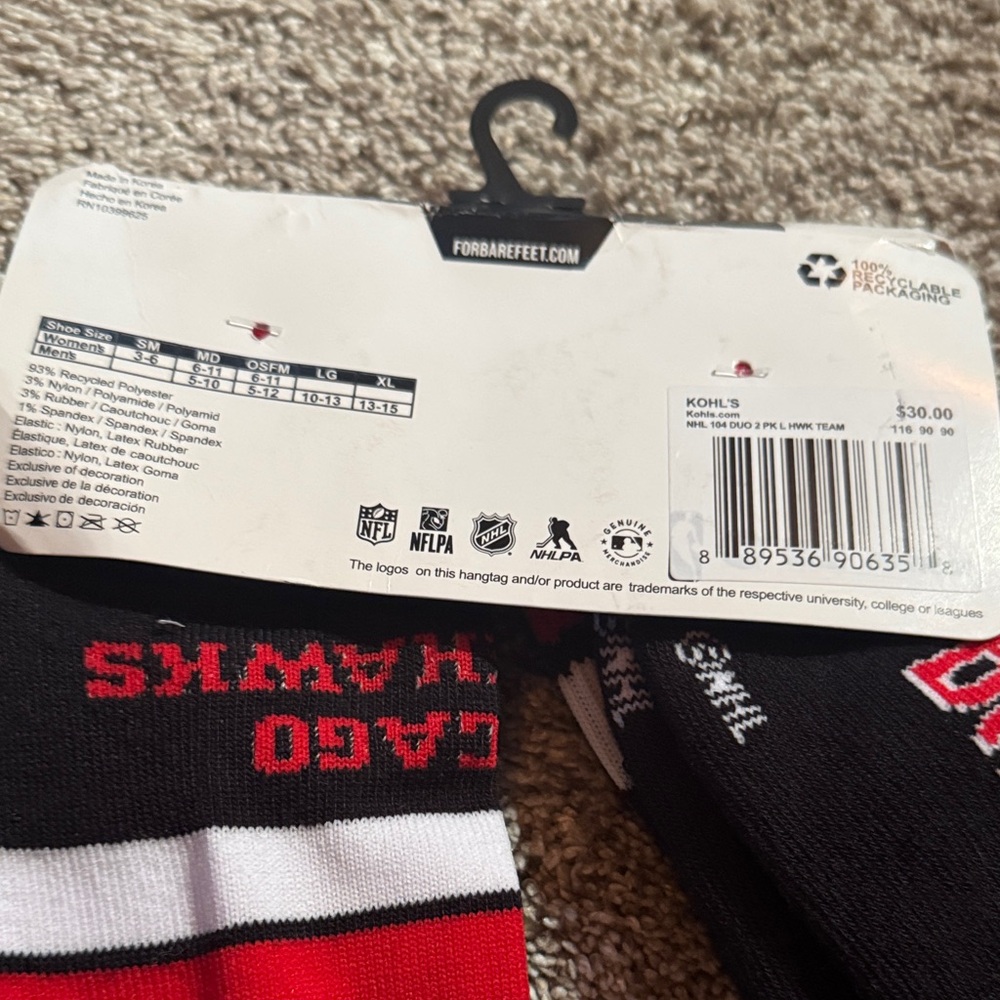 NHL Black and Red Team Logo Socks - Picture 4 of 4